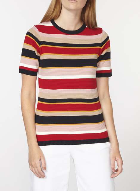 Red and Navy Ripple Stripe Tee